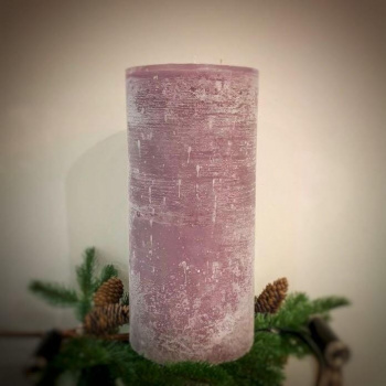 DekoCandle Декоративная круглая свеча с 3 фитилями, 15х32 см, фиолетовый