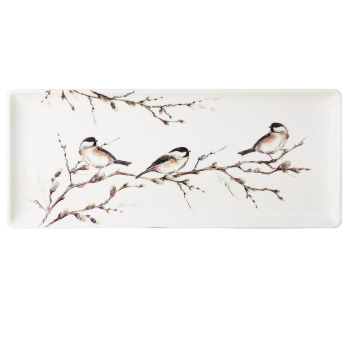 Gien Oiseaux de la foret Прямоугольная тарелка, размеры: 36х15,5 см, цвет - белый, коричневый
