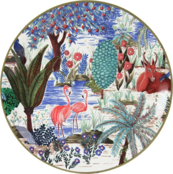Gien Jardin du Palais Тарелка для канапе с рисунком Flamant rose (Фламинго), диаметр - 17 см