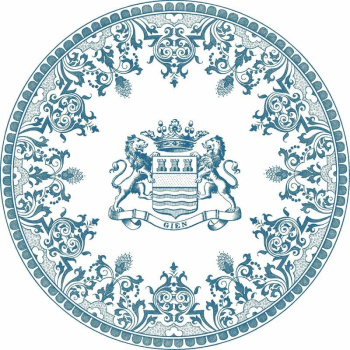 Gien Les Depareillees Обеденная тарелка с рисунком Blason (Герб), диаметр - 27,4 см, белый, голубой