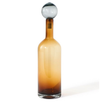 Pols Potten Bubbles & Bottles Chic Стеклянная бутылка с крышкой, 13х13х44h см, цвет- янтарный, серый