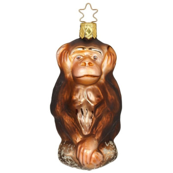 Inge Glas Стеклянная елочная игрушка Ничего не слышу, размер - 10 см, цвет - коричневый