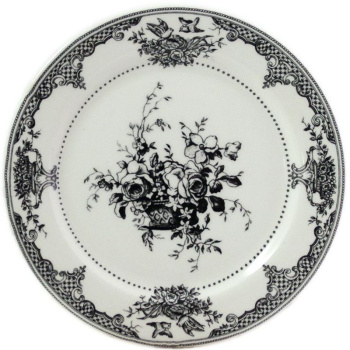 Gien Les Depareillees Тарелка для основного блюда Цветы, диаметр - 28,5 см, цвет - белый, черный