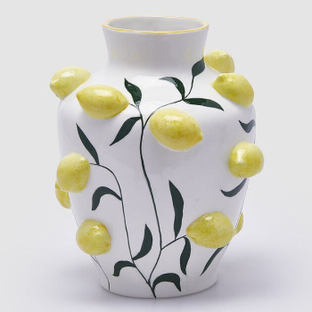 EDG Декоративная ваза Anfora Limoni (Лимоны), размеры: 22х22х26h см, цвет - белый, лимонный
