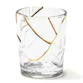 Seletti Kintsugi Стеклянный стакан, размеры: 8,2х8,2х10 см, цвет - прозрачный, золотой