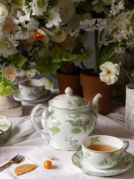 Bernardaud Albertine Набор из 2-х чайных пар, объем - 130 мл, цвет - белый, зеленый
