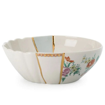 Seletti Kintsugi Салатник, 19х19х7,2 см, белый/разноцветный/золотой