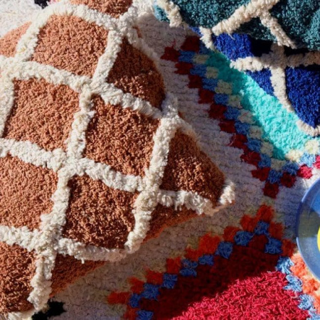 Pomax Souk Декоративная подушка с узором в виде ромбов, 45х45 см, цвет - охра