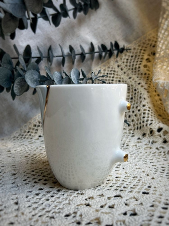 Seletti Kintsugi Фарфоровая кружка с цветком, размеры: 8,5х8,5х9 см, цвет - белый, красный, золотой