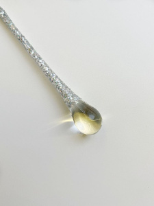 ShiShi Стеклянная елочная игрушка Сосулька с серебристыми блестками, высота - 20 см, цвет - белый