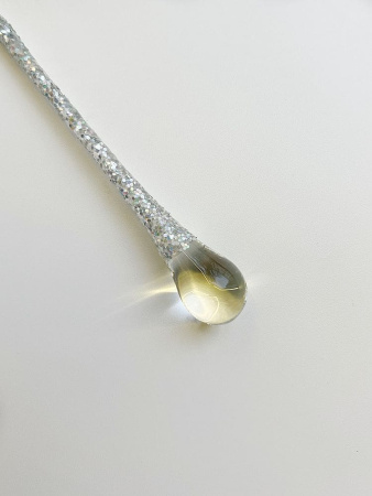 ShiShi Стеклянная елочная игрушка Сосулька с серебристыми блестками, высота - 20 см, цвет - белый