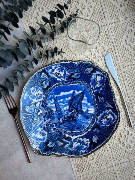 Seletti Classics on Acid Тарелка для основного блюда Maastricht Ship, диаметр - 28 см, белый, синий