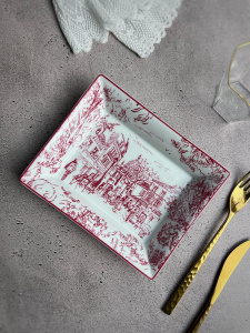 Bernardaud Tout Paris Прямоугольная пепельница, размеры: 20х16 см, цвет - белый, розовый