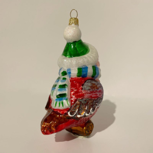 Impuls Стеклянная елочная игрушка Птица Красный кардинал, высота - 11 см