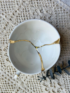 Seletti Kintsugi Фарфоровая чайная пара, цвет - белый, золотой