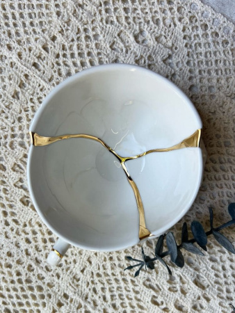 Seletti Kintsugi Фарфоровая чайная пара, цвет - белый, золотой