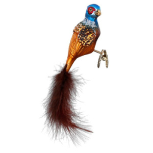 Inge Glas Стеклянная елочная игрушка Фазан, размер - 11,5 см