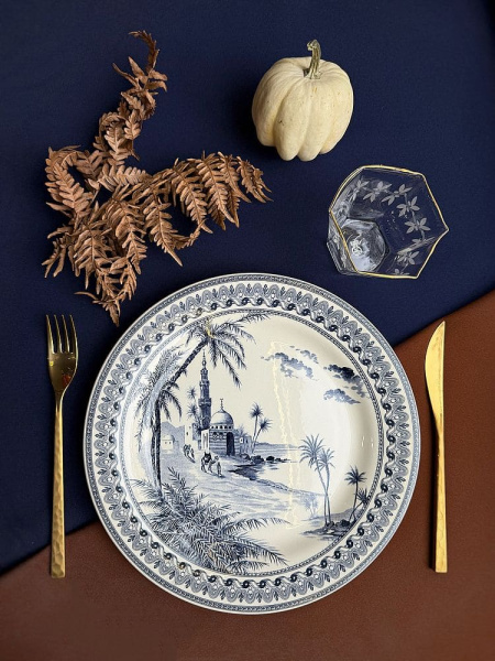 Gien Les Depareillees Обеденная тарелка с рисунком Vues d’Orient (Вид на Восток), диаметр - 27,4 см