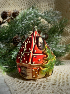 Inge Glas Стеклянная елочная игрушка Пряничный домик, 10,5 см