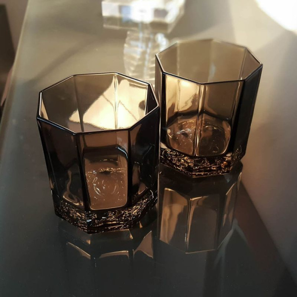 Rosenthal Versace Crystal Набор из 2-х хрустальных бокалов для виски, цвет - fume (дымчатый)