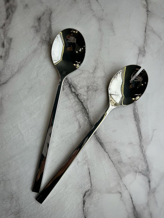 Degrenne Fuse Mirror Набор из 2 сервировочных ложек для салата, 26 см, цвет - хром