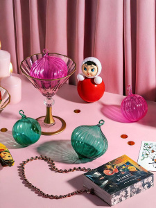 Чуть Чуда Набор стелкянных елочных игрушек ручной работы 