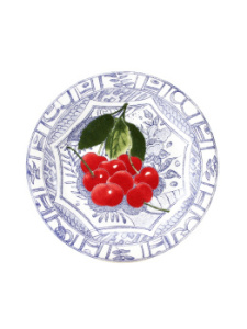 Gien Oiseaux Bleu Fruits Тарелка для закусок и канапе с рисунком Cerises (Вишни), диаметр - 22 см