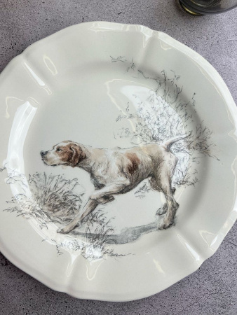 Gien Sologne Dogs Десертная тарелка с рисунком Pointer (Пойнтер), диаметр - 23,2 см