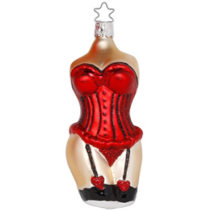 Inge Glas Стеклянная елочная игрушка Корсет, размер - 12 см, цвет - красный