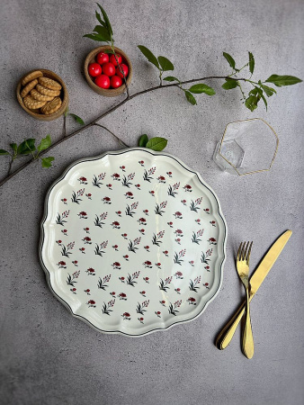 Gien Herbier du paradis Блюдо для торта, диаметр - 31,7 см, цвет - белый, разноцветный