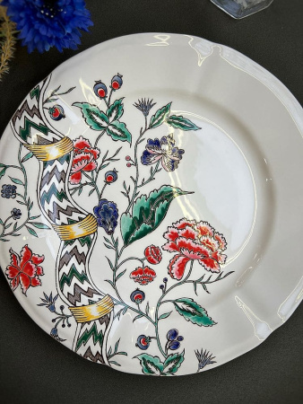 Gien Dominote PM Тарелка для основного блюда с ручной росписью, диаметр - 27,3 см, цвет - белый