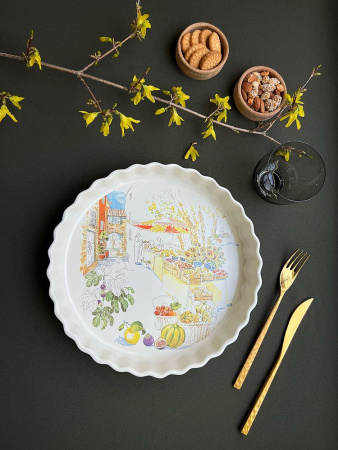 Gien Provence Форма для выпечки: тарта, пирога, диаметр - 28 см, цвет - белый, разноцветный