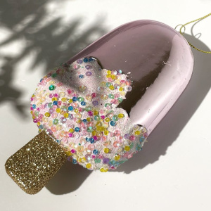 Goodwill Елочная игрушка Мороженое на палочке, размер - 12,5 см, цвет - бежевый металлик