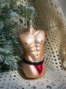 Inge Glas Стеклянная елочная игрушка Мужской торс, размер - 11,5 см