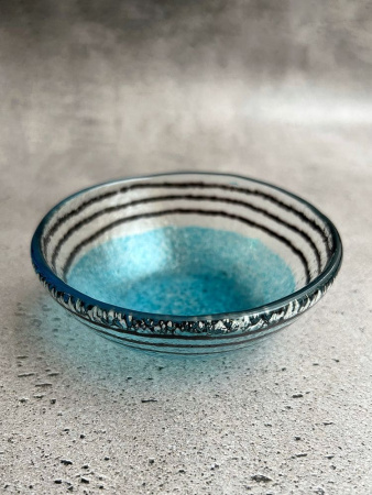 Pomax Vidro Стеклянная миска (тип 2), 12х4,5 см, цвет - голубой, прозрачный, черный