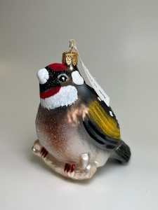 Kruzel Стеклянная елочная игрушка ручной работы Птица Щегол - 9.5 см