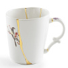 Seletti Kintsugi Фарфоровая кружка с птицей, размеры: 8,5х8,5х9 см, цвет - белый, золотой