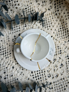 Seletti Kintsugi Фарфоровая кофейная пара для эспрессо, цвет - белый, красный, синий, золотой