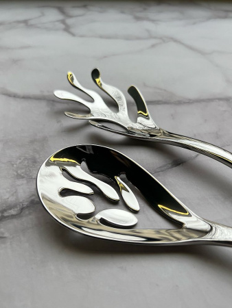 Alessi Mediterraneo Набор из 2 сервировочных ложек для салата, длина - 27,5 см, нержавеющая сталь