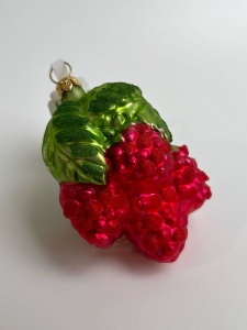 Kruzel Стеклянная елочная игрушка Малина, высота - 8 см