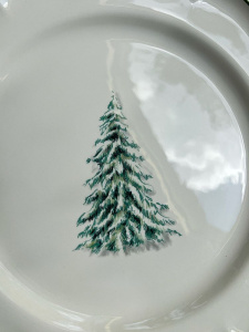 Gien Filet Noel Тарелка для основного блюда, диаметр - 26 см, цвет - белый, зеленый, красный