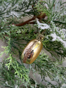 Inge Glas Стеклянная елочная игрушка Бежевый макарон, 5,5 см