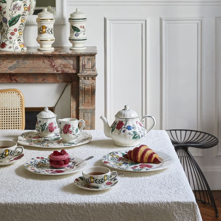 Gien Dominote PM Чайная пара с ручной росписью, объем - 300 мл, цвет - белый