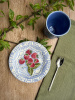 Gien Oiseaux Bleu Fruits Тарелка для закусок и канапе с рисунком Fraises (Малина), диаметр - 16,5 см