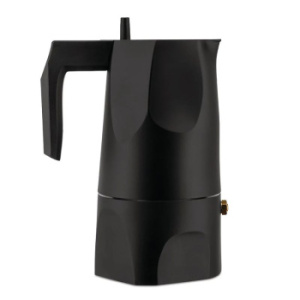 Alessi Ossidiana Гейзерная кофеварка на 3 чашки эспрессо, объем - 150 мл, цвет - черный матовый
