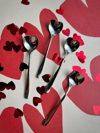 Alessi Big Love Набор из 4-х кофейных ложек, длина - 10 см, полированная сталь