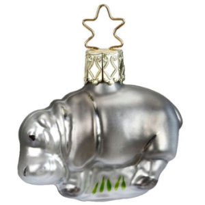 Inge Glas Стеклянная елочная игрушка Маленький Бегемот, размер - 5,5 см