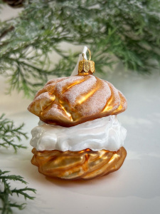 Kruzel Стеклянная елочная игрушка ручной работы Пирожное с кремом - 8 см