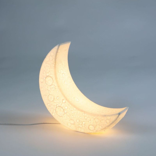 Seletti Настольная лампа My Tiny Moon, размеры: 36,9х10х33 см, цвет - белый