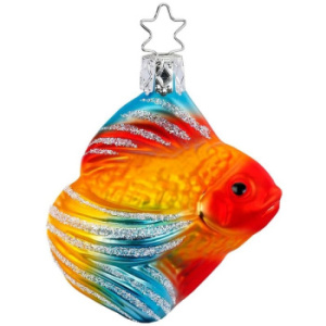 Inge Glas Стеклянная елочная игрушка Золотая рыбка, размер - 8 см